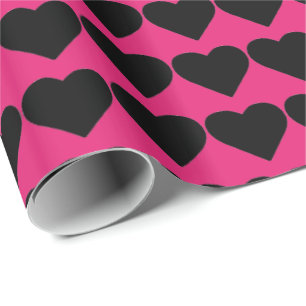Cadeau Papier à enveloppement HAMbyWG - Coeurs noirs rose