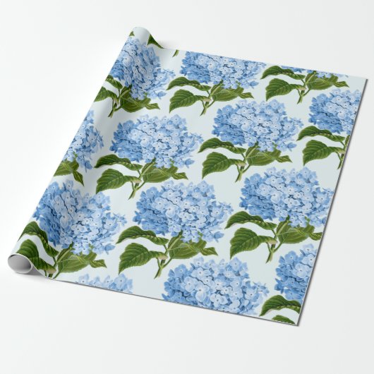 Cadeau Papier à enveloppement Hydrangea bleu (Déroulé)