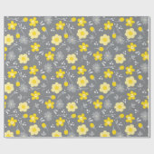Cadeau Papier à enveloppement jaune et gris (Plat)