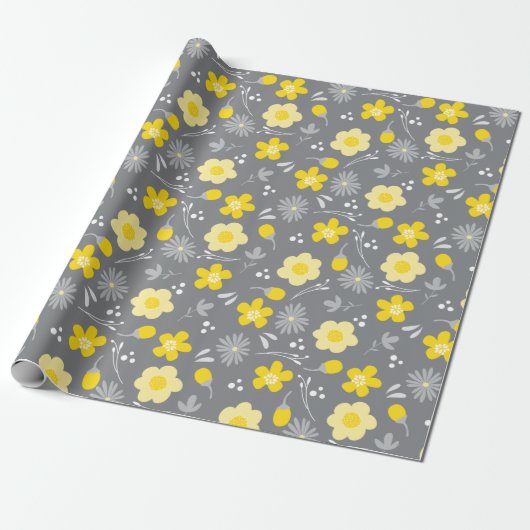 Cadeau Papier à enveloppement jaune et gris (Déroulé)