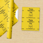 Cadeau Papier à enveloppement jaune Saint-Valentin