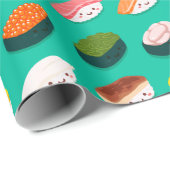 Cadeau Papier à enveloppement Kawaii Sushi (Coin rond)