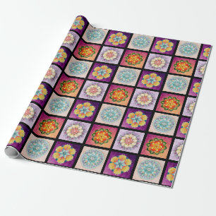 Cadeau Papier à enveloppement Mandalas de couleur - Noir