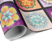 Cadeau Papier à enveloppement Mandalas de couleur - Noir (Coin rond)