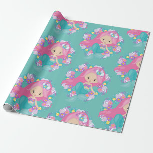 Cadeau Papier à enveloppement mauve de la Fête de sirène