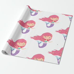 Cadeau Papier à enveloppement mauve de la Fête de sirène