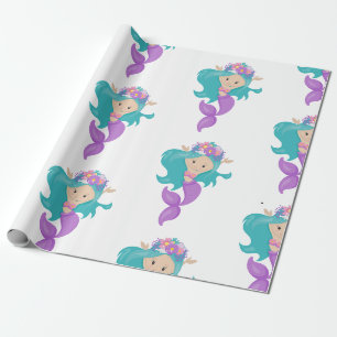 Cadeau Papier à enveloppement mauve de la Fête de sirène