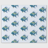 Cadeau Papier à enveloppement Motif de poisson (Plat)