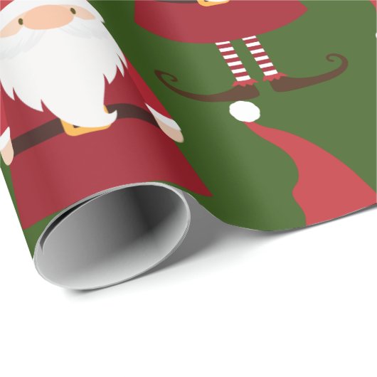 Cadeau Papier à enveloppement Motif Gnome Noël mignon (Coin rond)