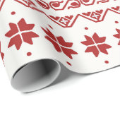 Cadeau Papier à enveloppement Motif rouge rustique (Coin rond)