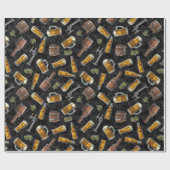 Cadeau Papier à enveloppement noir de bière SW (Plat)