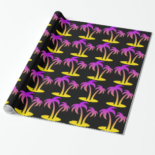Cadeau Papier à enveloppement noir Palm Trees