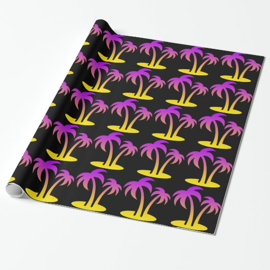 Cadeau Papier à enveloppement noir Palm Trees (Déroulé)