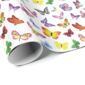 Cadeau Papier à enveloppement papillon multicolore (Coin rond)