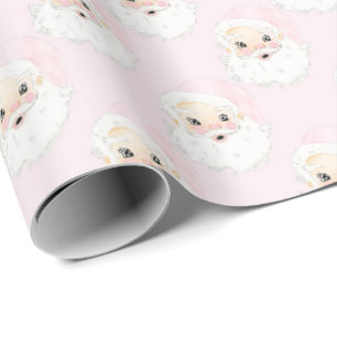 Cadeau Papier à enveloppement Père Noël rose vintage
