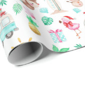 Cadeau Papier à enveloppement Père Noël tropical (Coin rond)