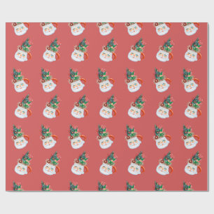 Cadeau Papier à enveloppement Père Noël vintage