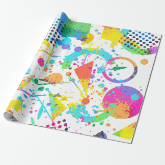 Cadeau Papier à enveloppement pour cadeaux Retro Neon Mot