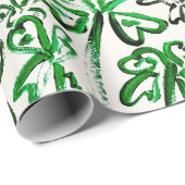 Cadeau Papier à enveloppement pour le trèfle vert de la S (Coin rond)