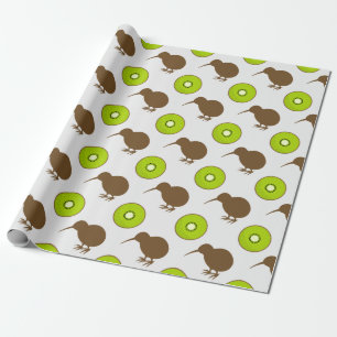Cadeau Papier à enveloppement pour oiseaux et fruits Kiwi