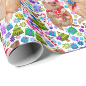 Cadeau Papier à enveloppement Quokka de Noël rétro (Coin rond)