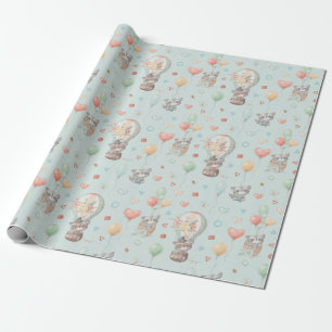Cadeau Papier à enveloppement racoon adorable