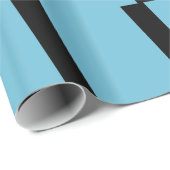 Cadeau Papier à enveloppement rayé bleu clair et noir (Coin rond)