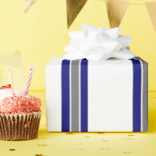 Cadeau Papier à enveloppement rayé bleu et gris Ultramari