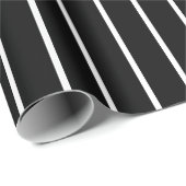 Cadeau Papier à enveloppement rayé noir et blanc (Coin rond)