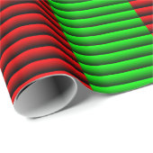 Cadeau Papier à enveloppement rayé rouge et vert (Coin rond)