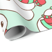 Cadeau Papier à enveloppement rétro Noël Snowman (Coin rond)
