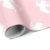 Cadeau Papier à enveloppement rose et blanc cupide (Coin rond)