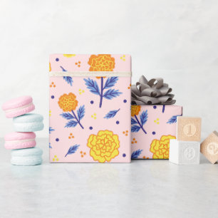 Cadeau Papier à enveloppement rose floral Marigold