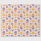 Cadeau Papier à enveloppement rose floral Marigold (Plat)