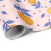 Cadeau Papier à enveloppement rose floral Marigold (Coin rond)