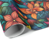 Cadeau Papier à enveloppement rose jaune et orange (Coin rond)