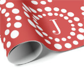 Cadeau Papier à enveloppement rouge et blanc monogramme (Coin rond)