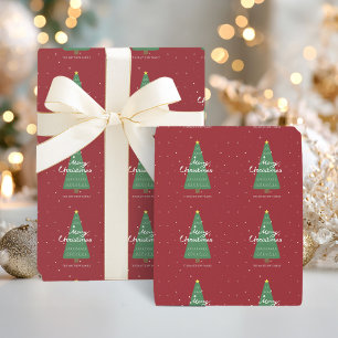 Cadeau Papier à enveloppement rouge sapin de Noël