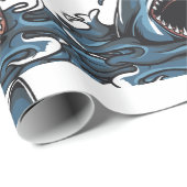 Cadeau Papier à enveloppement SHARK CHRISTMAS (Coin rond)