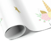 Cadeau Papier à enveloppement Unicorne mignonne (Coin rond)