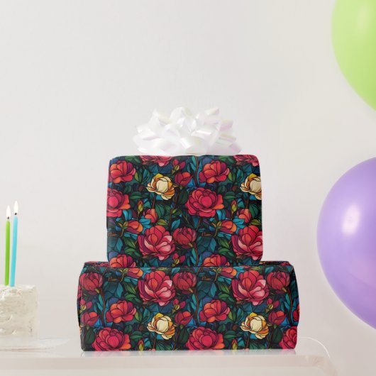 Cadeau Papier à enveloppement unique Fleur Rose chic (Cadeaux de fête)
