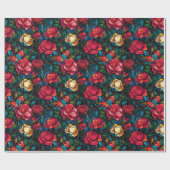 Cadeau Papier à enveloppement unique Fleur Rose chic (Plat)