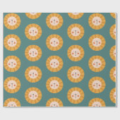 Cadeau Papier à enveloppement vert orange lion (Plat)