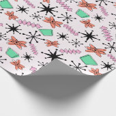 Cadeau Papier à enveloppement vert rose orange rétro atom (Coin)