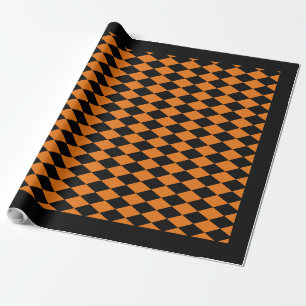 Cadeau Papier à envelopper, 30" x 6' NOIR & ORANGE HARLEQ