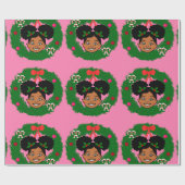 Cadeau Papier à envelopper, Afro-Américain fille Noël (Plat)