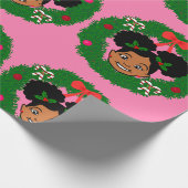 Cadeau Papier à envelopper, Afro-Américain fille Noël (Coin)