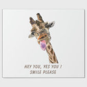 Cadeau Papier à envelopper amusant avec Giraffe joueuse - (Plat)