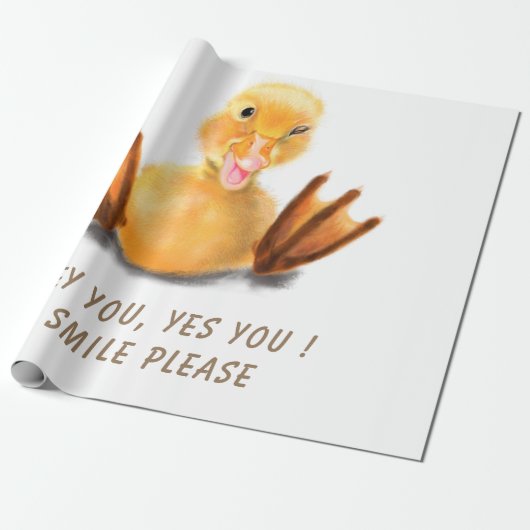 Cadeau Papier à envelopper amusant Joyeux Canard Jaune -  (Déroulé)