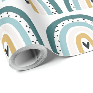 Cadeau Papier à envelopper - Arc-en-ciel avec Pois + Coeu